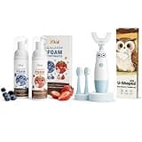 Hikid Kids Electric Toothbrush with Foam Kids Toothpaste, U Shaped Sonic Toothbrush for Kids Ages 8-13 (Blue), IPX7 Waterproof, Owl Design, Fluoride-Free Foam Toothpaste, 2.1 oz, 2 Pack