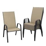 JEAREY Patio Dining Chairs Set of 4, Outdoor Stackable Dining Furniture Set, All Weather Dining Set for Lawn, Garden, Backyard, Poolside, Beige