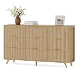 HealSmart 9 Drawer Dresser for Bedroom, 57" Wide Modern Chest of Drawers, Fluted Dresser, 9 Drawer Fabric Dresser, Dresser TV Stand, Chest of Drawers for Bedroom, Living Room, Closet
