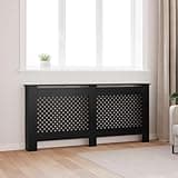 UBVNFGMK MDF Radiator Cover Black, 67.7"x7.5"x32.1" Slatted Design Cabinet with Shelf for Living Room, Sturdy Water-Based Lacquer Finish, Easy Assembly