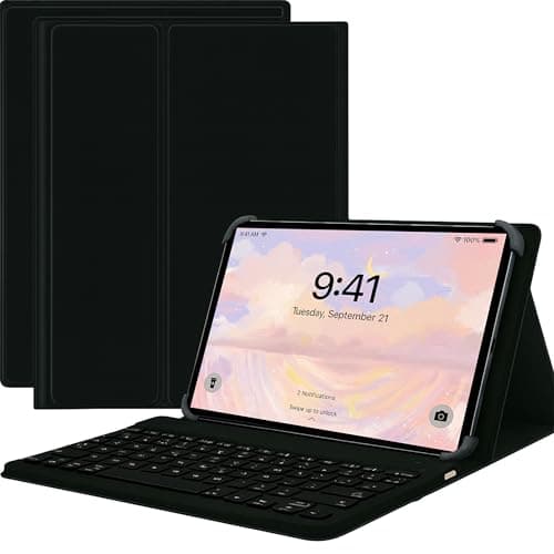 for Onn. 11 Pro Tablet Case with Detachable Magnetic Keyboard, Fits 9-11 Inch Tablets, TPU Protection, Premium PU Leather, Type-C Charging (Black, Onn. 11 Pro)