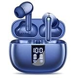 foxotin Wireless Earbuds, Bluetooth 5.4 Headphones with 48H Playback & Dual LED Display, IP7 Waterproof in-Ear Earphones with Noise Cancelling Mic, Deep Bass Stereo, Touch Control for Sports, Ocean