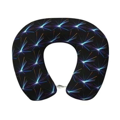 DRTGEDS Laser Light Printed Travel Pillow Memory Foam Neck Pillowwith Adjustable Buckle Hidden Zipper Headrest for Napping Gaming