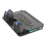 IFEEHE Cooling Stand, Dual Controller Fast Charging Dock, RGB Lighting, Game Disc Storage Rack for PS5/PS5 Slim/PS5 Pro (Black)