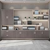 Yuetwelp Executive Wall Unit with Doors and Shelves, Modern Executive Office Wall Unit, Large Executives Bookcase and File Cabinet, Employee Information Cabinets for Home Office (110x16x79in)