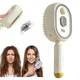 Professional Salon Mist Massage Brush, 3-In-1 Electric Air Cushion Massage Comb With Mist Spray, Self-Cleaning Steam And Essential Oil Function, Rechargeable Scalp Massage Brush (Beige)