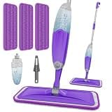 HOMTOYOU Spray Mops for Floor Cleaning: Wet Mop for Hardwood Tile Wood Laminate Vinyl - 3 Washable Microfiber Pads for Swiffer Powermop - Absorbs Pet Hair Dust