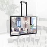 UIYTJRT Adjustable Ceiling TV Mount Bracket - Ceiling TV Mount Bracket, Fits 55-100 Inch LED Flat Panel Display, 3°/-20° Angle Adjustment, Max 900x400mm, Double Pole Hanging TV Bracket,