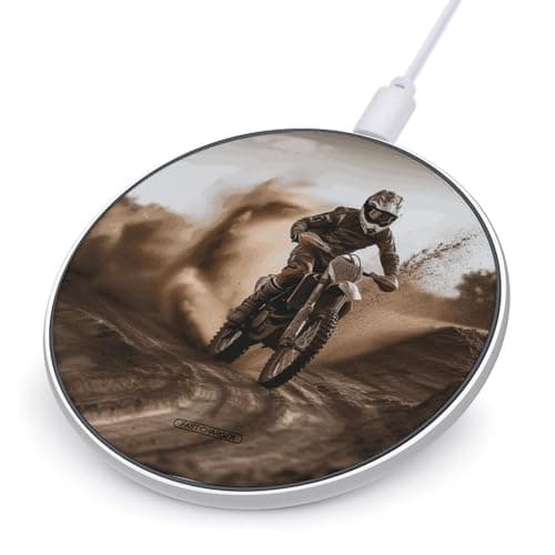 Motocross Wireless Charger 10W Fast Charging Pad Anti-Slip Qi Certified Wireless Charging Pad Charging Station Portable Phone Charger for All Wireless Charging Smartphone