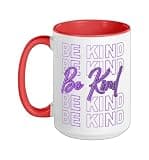 Purple Color Be Kind-x5 Purple Graphic Ceramic Mug, Red/White, 15oz