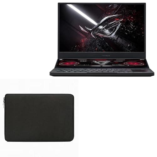 BoxWave Case Compatible with ASUS ROG Zephyrus Duo - QuickZip PlushSuit, Dual Zipper Sleeve Pouch Case with Soft Interior - Jet Black