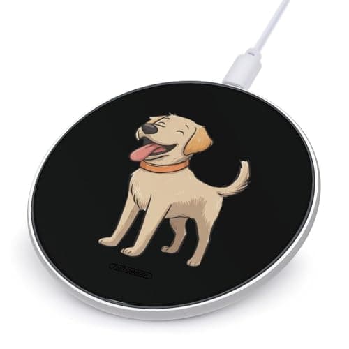 Labrador Dog Tongue Out Fast Portable Charger 10W Funny Graphic Phone Charging Pad with USB Cable