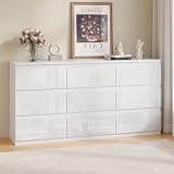 OtterOasis White 9 Drawer Dresser for Bedroom, Wood Dresser with Wide Drawers, Modern Dressers for Closet Storage, Wooden Chest Drawers for Entryway|TV Stand|Living Room