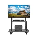 Hellsehen Mobile TV Stand,Rolling TVs Cart on Wheels Height Adjustable Heavy-Duty Floor Stand Base for 32-75 Inch LCD LED OLED Flat Panel Screens Smartboard Movable Holds up to 220lbs with Shelf