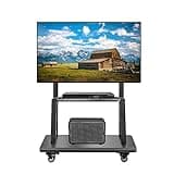 Hellsehen Mobile TV Stand,Rolling TVs Cart on Wheels Height Adjustable Heavy-Duty Floor Stand Base for 32-75 Inch LCD LED OLED Flat Panel Screens Smartboard Movable Holds up to 220lbs with Shelf
