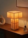 INSSKY 9.1''Mid Century Modern Table Lamp,Handmade Bedside Lamp with Dimmable,Cordless Rechargeable Lamp for Home Decor,LED Ambient Lighting for Nightstand,Living Room,Bedroom,Bulb Included(Yellow)