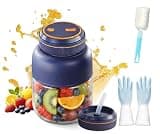 Portable Wireless Juicer Cup, 28/45 Oz Wireless Electric Juicer Cup with 38-Blades, Dual Lid Compact Travel Drinking Cup, Rechargeable USB-C Personal Blender for Fruits & Vegetables