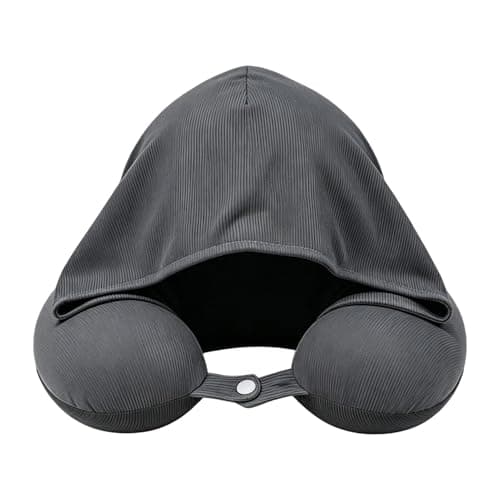 Travel Pillow With Hood - Ice Silk Adjustable Buckle Neck Support Pillow, Large Hood Comfort Cushion, Soft Ergonomic Travel Accessory | Men Women Adults Elderly for Car Airplane Train Road Trip Campin