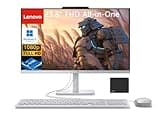 Lenovo A100 All-in-One Desktop Computer, 23.8 Inch IPS FHD Display, Intel N100 Processor, 8 GB RAM, 512 GB SSD, Intel UHD Graphics, Wired Keyboard & Mouse, Windows 11 Pro, with Mousepad, White