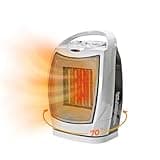 Comfort Zone Oscillating Indoor Space Heater, Portable, Ceramic, Electric, Energy-Efficient, Adjustable Thermostat, Tip-Over Switch, Overheat Protection, Ideal for Home, Bedroom, Office, 1500W, CZ449E