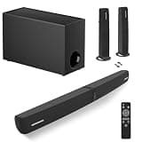 Assistrust Sound Bar with Subwoofer, 110W Sound Bar for Smart TV with Adjustable Deep Bass & Volume Boost & 3 Equalizer Modes, Bluetooth/ARC/Opt/AUX, Detachable Soundbar for TV/PC/Gaming/Projectors