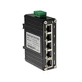 Mini Industrial 5-Port Gigabit Ethernet Switch - Hardened, 10/100/1000Mbps, Din Rail & Wall Mountable (-40 to 167 F), 10Gbps Switching Capacity