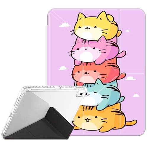 SOMFUAKA Case for iPad mini 7 (A17 Pro) 2024, iPad mini 6 2021, iPad mini 7th/6th Gen 8.3 Inch ,Clear Back Y-Fold Standing Cover with Pencil Holder Auto Sleep/Wake ,Gay Pride Cats