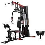 Fitvids Multifunctional Home Gym Equipment with 122.5 lbs Weight Stack, Full Body Workout Weight Machine Strength Training Exercise Equipment with Pulley System & Leg Press, All-in-One Workout Station