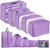 YEEYAA Packing Cubes for Travel- 8 Set Luggage Organizer Bags for Family, Mesh Breathable Travel Packing Cubes for Suitcases Durable Travel Essentials Bags Set (Purple, 10 Set)