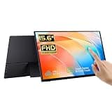 CAPERAVE 15.6'' Portable Monitor Touchscreen, FHD IPS Touch Screen with Tempered Glass, Travel Monitor with Kickstand & Speaker, HDMI USB C External Monitors for Mac Laptop Phone Computer