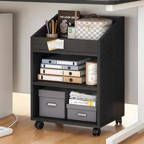 YUEHOUGYUSHOP Mobile File Cabinet with Wheels, Multi - Layer Storage Cabinet for Office & Home, Adjustable Shelves Rolling Filing Cabinet for Documents, Books, Supplies