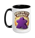 Dibs On The Purple Meeple Boardgame Player Tabletop Game Fan Ceramic Mug, Black/White, 15oz