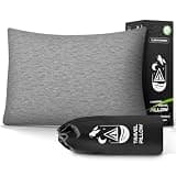 CushyOasis All-in-1 Camping Pillow Set - Shredded Memory Foam Neck Pillow Travel Pillow with Eye Mask, Earplugs, Washable Cover, Compact for Backpacking, Camping, Flights, Car Travel (Small Size)