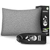 CushyOasis All-in-1 Camping Pillow Set - Shredded Memory Foam Neck Pillow Travel Pillow with Eye Mask, Earplugs, Washable Cover, Compact for Backpacking, Camping, Flights, Car Travel (Small Size)