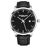 Stuhrling Original Men’s Watch Black Dial Dress Watch 40mm, Ultra Slim Mens Watch Black Leather Strap, Quartz Analog Men’s Wrist Watch, Classic Minimalist Watch for Men