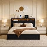 Donext Queen Size Upholstered Storage Bed with Drawers,Black