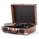 Maio Vintage Record Player with Bluetooth Speakers, 3-Speed Belt-Drive Suitcase Turntable for 7/10/12 Inch Vinyl Records, RCA Output, Aux-in, Headphone Jack, Auto Stop(S100Z)