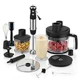 ELECVIVA Immersion Blender Handheld 9-in-1 Hand Blender Set, Stainless Steel Stick Blender with Food Processor Bowl, Vegetable Chopper, Whisk, Masher, Baby Food Maker for Smoothies