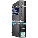 Dell Pro Micro Plus Desktop Computer, 2026 Edition Mini PC, Intel 20-Core Ultra 7 265, 64GB DDR5, 1TB SSD, 4X DP, Windows 11 Pro, Lifetime Office 365, Ultra-Compact, AI-Ready for Business