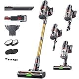 Cordless Vacuum Cleaner, 55KPa 650W Stick Vac with 75-Min Runtime, Anti-Static & Anti-Tangle Brush, LED Touch Screen, Freestanding for Carpet Pet Hair Hardwood Floors