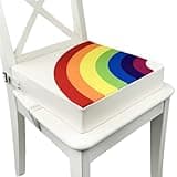 Toddler Booster Seat for Dining Table & Kitchen Chairs - Premium Foam with Non-Slip Bottom & Double Adjustable Straps, Safety Certified, Portable Travel &Easy to Clean (Rainbow)