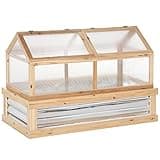 agnixnaf Raised Garden Bed with Polycarbonate Greenhouse,Wooden Garden Cold Frame Greenhouse,Flower Planter Protection,48"x24"x32",Natural