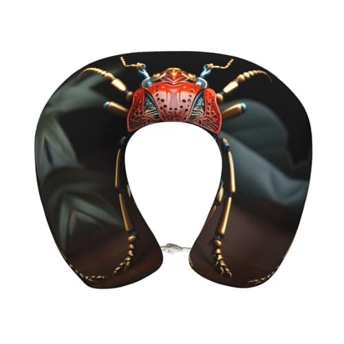 HerYng Colorful Beetle Memory Foam Travel Pillow - U-Shaped Neck Pillow for Airplane, Car, Office, Long Distance and Home Use