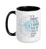 Depression Awareness Suicide Prevention Ceramic Mug, Black/White, 15oz