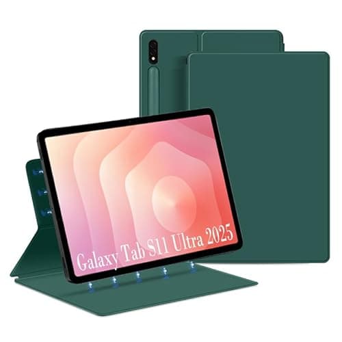QYiiD Magnetic Case for Galaxy Tab S11 Ultra 2025 14.6 Inch with S-Pen Holder, Lightweight and Slim Magnetic Stand Case with Auto Sleep/Wake for Samsung Tab S11 Ultra 5G SM-X936B/ SM-X930, DarkGreen