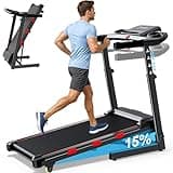 Treadmills for Home, App Compatible, 8.5MPH Foldable Walking Pad with 15% Incline, Full Screen LED Display, 350 LBS Weight Capacity, 2 Layers Shock-Absorbing, 3.5 HP Power Treadmill with Handle