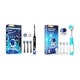 DADA-TECH Kids Electric Toothbrush Astronaut (DT-KE7 Black) + Toddler Electric Toothbrush (DT-BB1 Blue Astronaut)