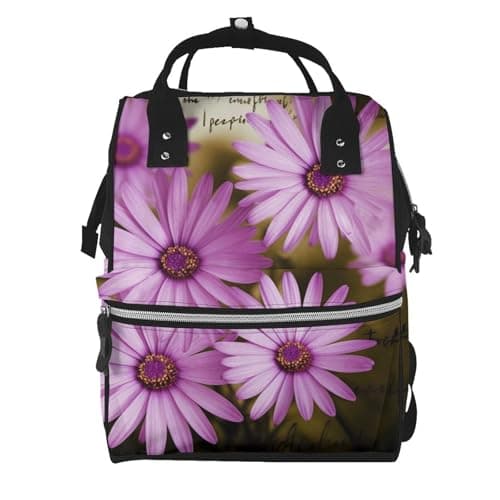 Sea at Sunset Prints Changing Bag Backpack Baby Diaper Bags for Mom Dad, Waterproof Nappy Rucksack Multifunctional Travel Bag, Purple Chrysanthemum, One Size