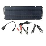60W Solar Panel 12V Battery Trickle Charger Monocrystalline Solar Charging Kit for Caravan Car Van Boat Motorcycle RV with Suction Cups and Clip Cable