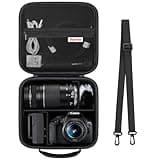 Supmay Hard Carrying Case for Canon EOS Rebel T7 / T8i / T5 / R50 / R100 / T6 / R8 / R10 / R5 Mark II / R7 / R5 / T100 DSLR Camera, Lens, Tripod with 3 Pieces of Dividers and Shoulder Strap, Black